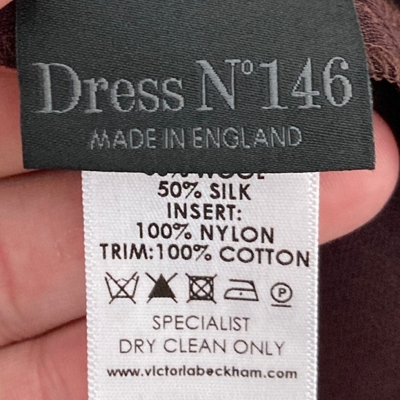 Victoria Beckham Wool Silk Blend Colorblock Mesh Illusion Contemporary Dress - Picture 9 of 10